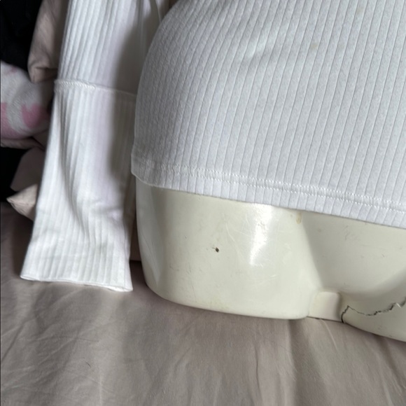 Free People Cream Ribbed Fitted Blouse - Picture 2 of 5